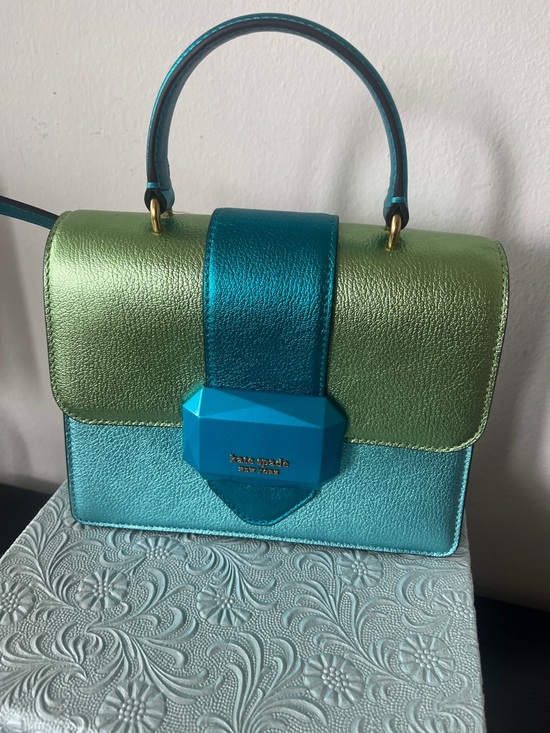 kate spade Handbags - kate spade Metallic Teal, Aqua & Lime Top-Handle Satchel, NWT